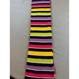 Merona Striped Knit Scarf Multi Color Pink Purple Green Yellow Black Winter